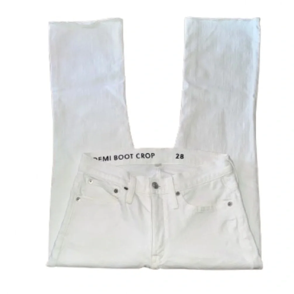 J. Crew white 9” Billie demi boot crop jeans with frayed hem size 28 - Picture 4 of 9